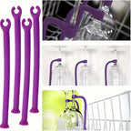 Adjustable Silicone Wine Glass Holder Non-Slip Dishwasher Safe Space-Saving for Home Bar Kitchen Entertainment (8,Purple)
