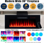 AMERLIFE 70" High-Gloss Fireplace TV Stand with 36" Electric Fireplace | White/Black LED TV Console, Modern Living Room Entertainment Center, Fits TVs up to 80", 2 Cabinets, 2-Tier Storage Space