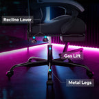 Gaming Chair, Ergonomic Computer Chair with Footrest and Lumbar Support, Height Adjustable Game Chair with 360°-Swivel Seat and Headrest and for Office or Gaming Blackpink