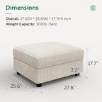 HONBAY Modern Corduroy Ottoman Module Sofa, Ottoman Bench with Storage, Beige