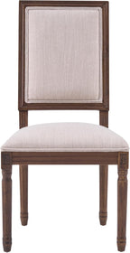 Christopher Knight Home Regina French Country Dining Chairs Set of 2, Wooden Dining Room Chair, High Back Kitchen Side Chair, Fabric Upholstered Armless Extra Seat, Beige+Walnut