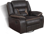Coaster Home Furnishings - Greer - Leatherette Upholstered Swivel Glider Recliner Chair with Pocket Coil Cushions, Padded Armrests, Contrasting Stitching - Living Room - 41-Inch - Brown - 651356