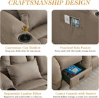Loveseat Recliner Sofa,RV Wall Hugger Recliners for Small Spaces,Reclining Loveseat Sofa Recliner with Cup Holders/Lumbar Pillows,RV Furniture (Khaki, Loveseat with Flip-up Console)