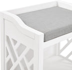 Alaterre Furniture Coventry Bench Stool with Cushion - Pine Wood Bench for Entryway or Bathroom Storage - Use as Shoe Rack, Vanity Chair and More (White)