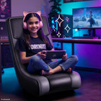 GTPLAYER Floor Rocking Gaming Chair – Floor Rolling Game Chairs with Angle Limiter, Gamer Rocker Floor Seat, Compact & Lightweight, Black & Grey