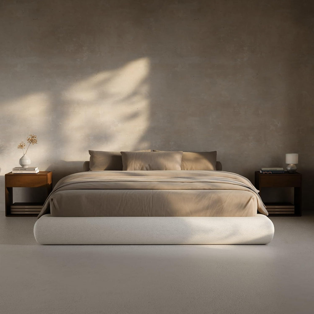RECCI AirFrame Half-Moon Upholstered King Platform Bed Frame