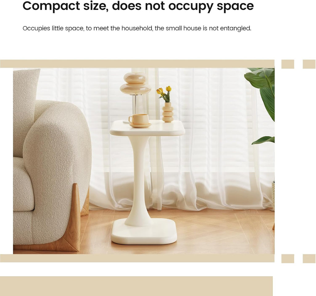 Guyii White End Table Small Side Table for Couch Modern Sofa TableLiving Room Table for Living Room, Bedroom Office