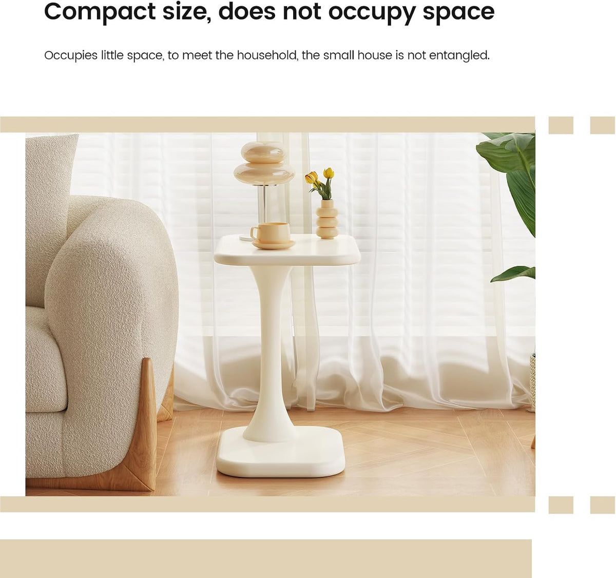 Guyii White End Table Small Side Table for Couch Modern Sofa TableLiving Room Table for Living Room, Bedroom Office