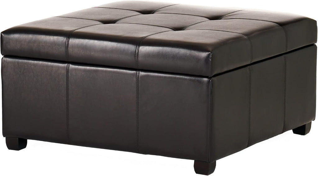 Christopher Knight Home Carlsbad Bonded Leather Storage Ottoman, Espresso