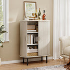 ONBRILL Sideboard Buffet Cabinet with Storage, 44" High Storage Cabinet with Sliding Door & Adjustable Feet, Modern Accent Coffee Bar Cabinet Console Table for Kitchen, Entryway, Natural White