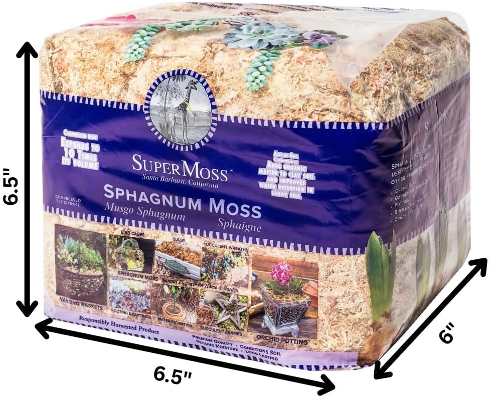 SuperMoss (22325) Orchid Sphagnum Moss Dried, Natural, 1 Pound Mini Bale