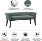 Madison Park Accent Bench, Upholstered with Nailhead Trim, & Padded Seat Entryway Bench Small, End of Bed Bench with Back, 49.5" W x 19.25" D x 23" H, Slate Blue