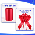 Mata1-USA - Huge Car Bow - Red, 30 Inch - Big Gift Wrapping Bow | Scratch-free giant-size bow for large gift decoration with 12 loops and 2 suction cups, arrives rolled, assembles in seconds.