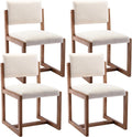 DUOMAY Upholstered Dining Chairs Set of 4, Mid-Century Modern Dining Room Chairs, Linen Fabric Kitchen Side Chairs with Wood Legs, Beige