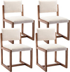 DUOMAY Upholstered Dining Chairs Set of 4, Mid-Century Modern Dining Room Chairs, Linen Fabric Kitchen Side Chairs with Wood Legs, Beige
