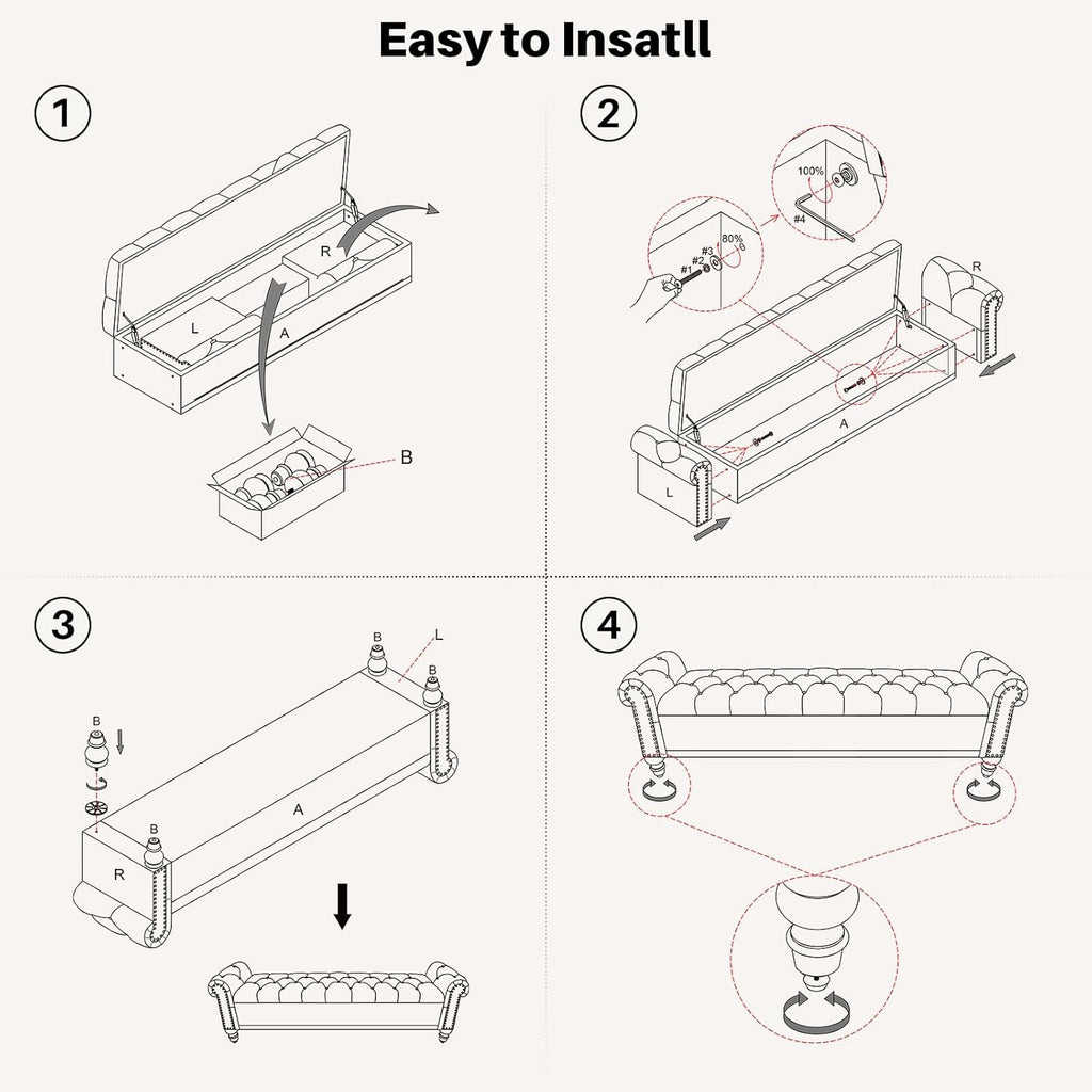 SOFTHION Storage Bench for Bedroom, 67" End of Bed Bench King Size, Upholstered Chenille Storage Ottoman with Tufted Cushioned Rolled Arm Large Storage Space for Living Room Entryway, Light Brown