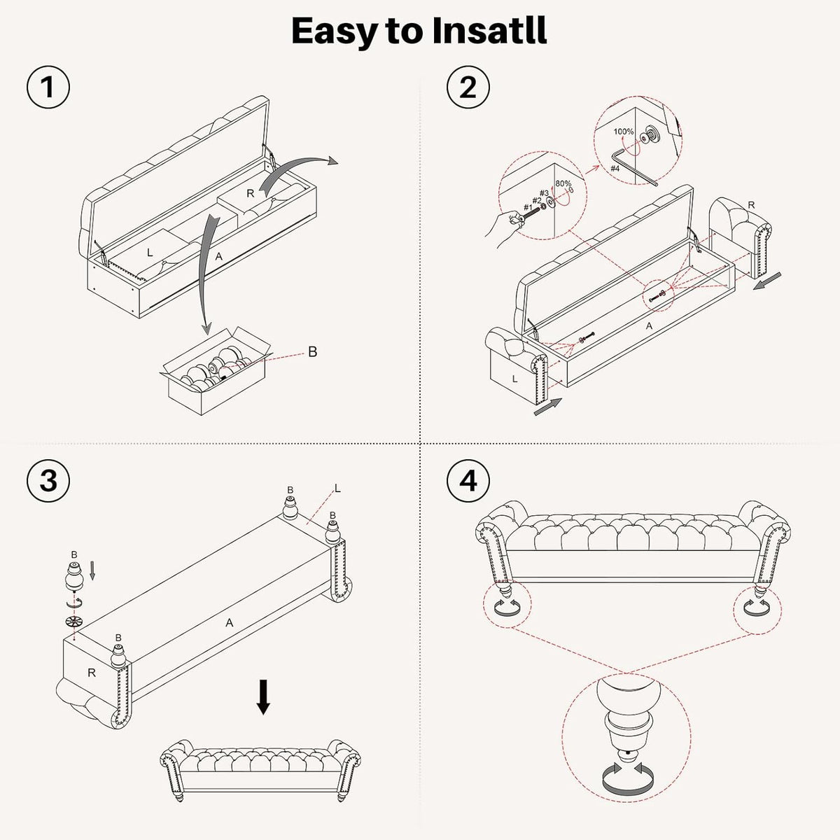 SOFTHION Storage Bench for Bedroom, 67" End of Bed Bench King Size, Upholstered Chenille Storage Ottoman with Tufted Cushioned Rolled Arm Large Storage Space for Living Room Entryway, Light Brown