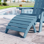 MXIMU Folding Adirondack Ottoman Set of 4: HIPS Plastic Outdoor Footrest Easy Assembly - All Weather Foot Stool Foot Rest for Adirondack Chair Use in Patio Garden Backyard Pool (Blue)
