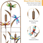 LEWIS&WAYNE 2 Pack Metal Garden Trellis with Colorful Dragonfly 60 Inch High Outdoor Decoration Arched Fence Trellis for Climbing Plants for Patio, Lawn, Yard, Backyard, Wall Brackets