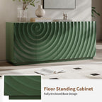4 Door Modern Sideboard Buffet Cabinet with Spiral Grain, Accent Storage Sideboard Freestanding Anti-Dumping Storage Cabinet Buffet for Kitchen & Living Room (Green)