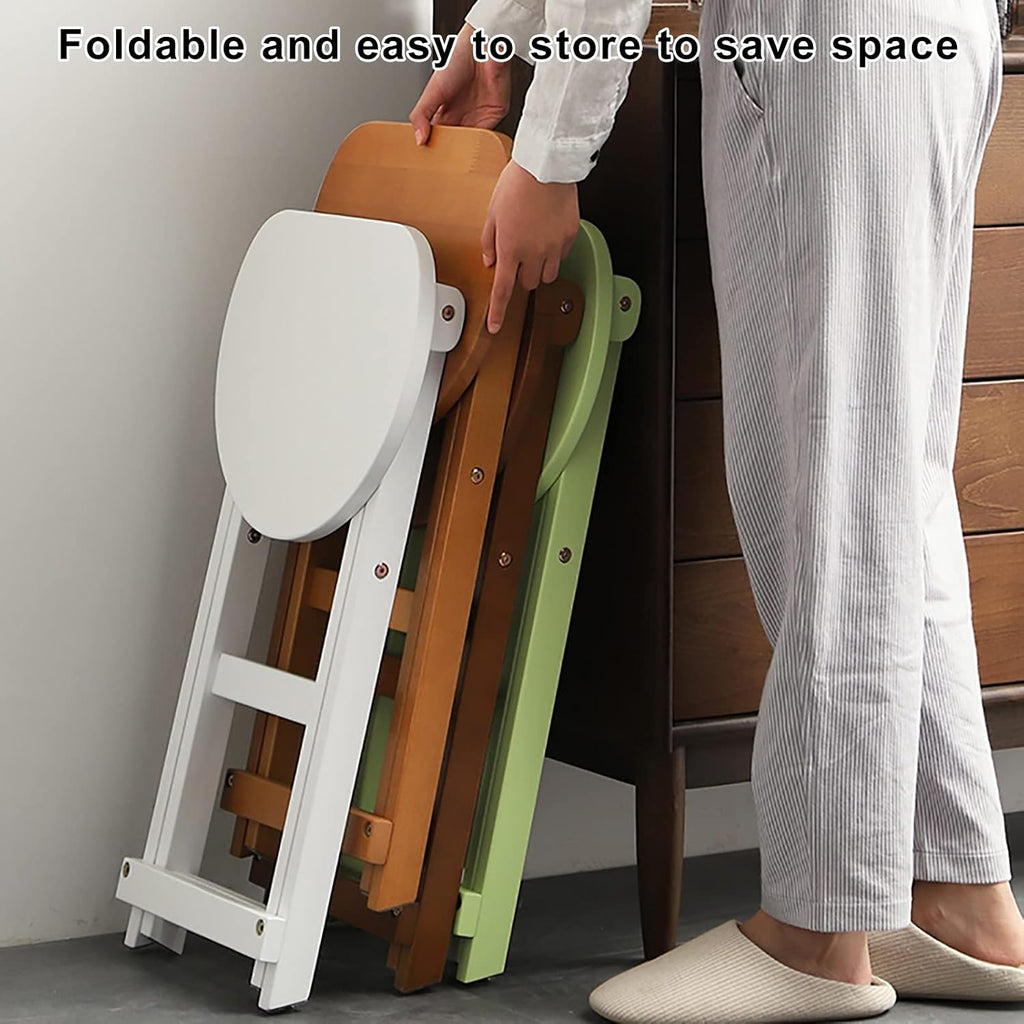 SAZDFY Folding Wood Barstools,Kitchen Counter Height Stool Portable Bar Stool with Footrest,Collapsible Stool Chair for Home Breakfast Party,No Need to Install,White,35x29x62cm