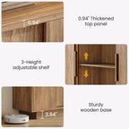 ModernMate 63'' Sideboard Buffet Cabinet with 4 Sliding Doors, Wood Credenza Storage Cabinet with Pedestal Base, Large Side Board with Adjustable Shelf for Living Room, Kitchen, Hallway, Walnut
