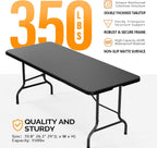 Bonnlo Folding Table 6ft, Portable Collapsible Plastic Black Long Tables for Party, Camping, Banquet, Craft, Dining, Wedding, Outdoor and Indoor Use