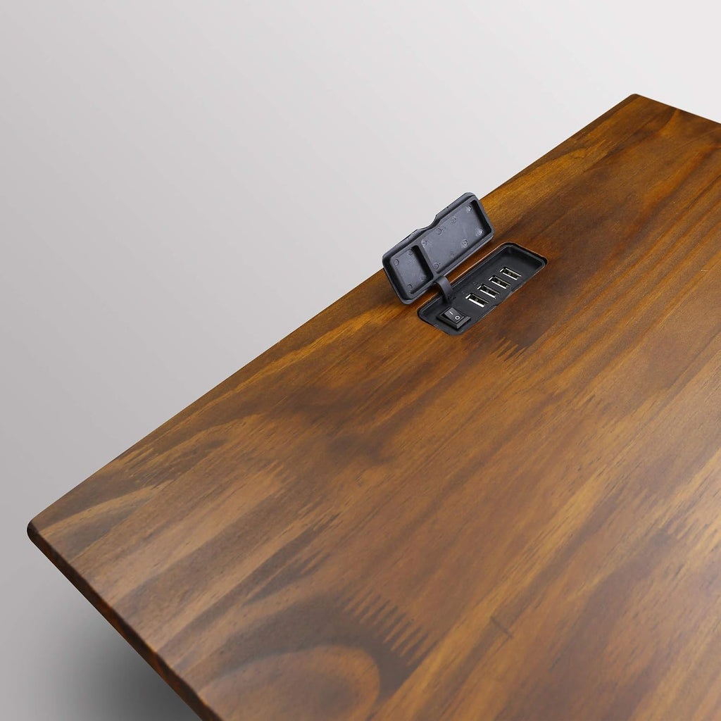 Casual Home Owl Night Stand with USB Port Charging Station and Drawer, 17.5"W x 14.25"D x 24.5"H, Warm Brown