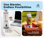 Rechargeable Smoothie Blender 700ml – Portable Mini Travel Blender for Shakes and Smoothies with Six Stainless Steel Blades and USB Charging (White and Gray)