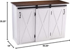 SEI Furniture - Leshire Barn-Door Kitchen Island - Transitional Design, Brown Finish - Ideal for Kitchen, Dining Room (KA1068861)