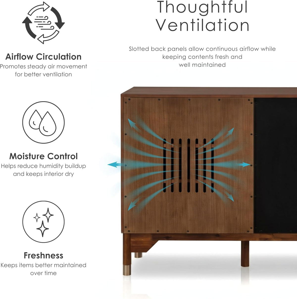 Furniture of America Forma Mid-Century Modern 69-inch Solid Wood Sideboard Buffet Cabinet with 2 Storage Compartments, 6 Shelves and 3 Drawers for Living Room, Dining Room, Office, Walnut