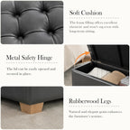 Aoiy & Wifon 60.2'' W Storage Ottoman Bench, PU Upholstered Ottoman with Storage, End of Bed Storage Bench with Wood Legs for Bedroom, Entryway, Window, Living Room, Gray