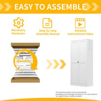 Kitchen Pantry Cabinet, 61" Metal Pantry Storage Cabinet with Doors and 4 Adjustable Shelves, Tall Cabinet for Living Room, Pantry, Bathroom, Kitchen, Assemble Required