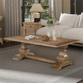 Pemberly Row 3 Piece Cocktail Table Set, Rubberwood and Rustic Birch Veneers, Camel Beige Finish, Includes Rectangular Coffee Table and 2 End Tables, Storage Drawer, Open Shelf, Traditional Living