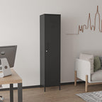 Tall Single Door Metal Locker with Adjustable Shelves, Black Tall Metal Locker Storage Cabinet，Easy Assembly for Living Room （15.8”W x 15”D x 70.9”H ）