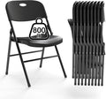 10 Pack Folding Chair, 800 Weight Limit Heavy Duty Plastic Folding Chair Portable Seating for Indoor Outdoor Events, Wedding, Party, Restaurant, Meeting Room Black