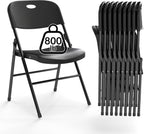 10 Pack Folding Chair, 800 Weight Limit Heavy Duty Plastic Folding Chair Portable Seating for Indoor Outdoor Events, Wedding, Party, Restaurant, Meeting Room Black
