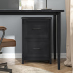 Vabches 2 Drawer Vertical File Cabinet, Wood Farmhouse Cabinet, Black | Filing Cabinet Fits A4/Letter Size, Under Desk Small File Cabinets Printer Stand with Storage for Home Office