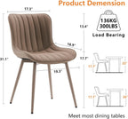 YOUNUOKE Mid-Century Modern Dining Chairs Set of 2, Khaki PU Leather Upholstered Kitchen Chairs with Khaki Metal Legs, Armless Accent Chair for Dining Room, Guest Reception Room