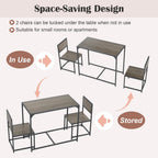 Giantex 3-Piece Dining Table Set for 2, Small Industrial Kitchen Table with 2 Chairs, Metal Frame, Space Saving Dinette Set for Breakfast Nook Dinner Small Space Apartment Living Room, Grey Oak