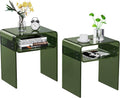 Clear Acrylic End Table 2-Tier Bedside Nightstand for Living Room Bedroom (1, Green Double)
