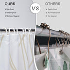 Punkray Beige Khaki Shower Curtain for Bathroom with Hooks, Extra Long Shower Curtain Set Stripe Bath Curtains Decorative White Shower Curtains Weighted Hem Water Repellent Washable, 54 x 72