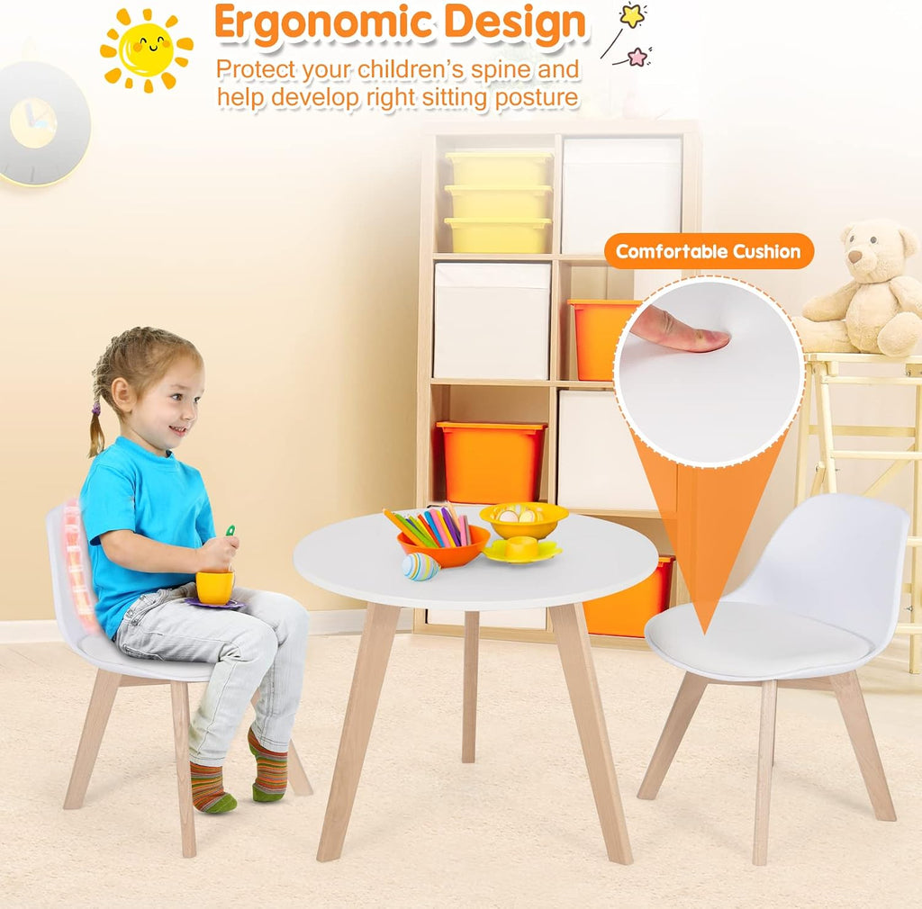 KOTEK Kids Table and Chair Set, Kids Activity Table and 2 Chair with Padded Seat for Ages 3-8, Toddler Table Set for Playroom, Kindergarten, Bedroom