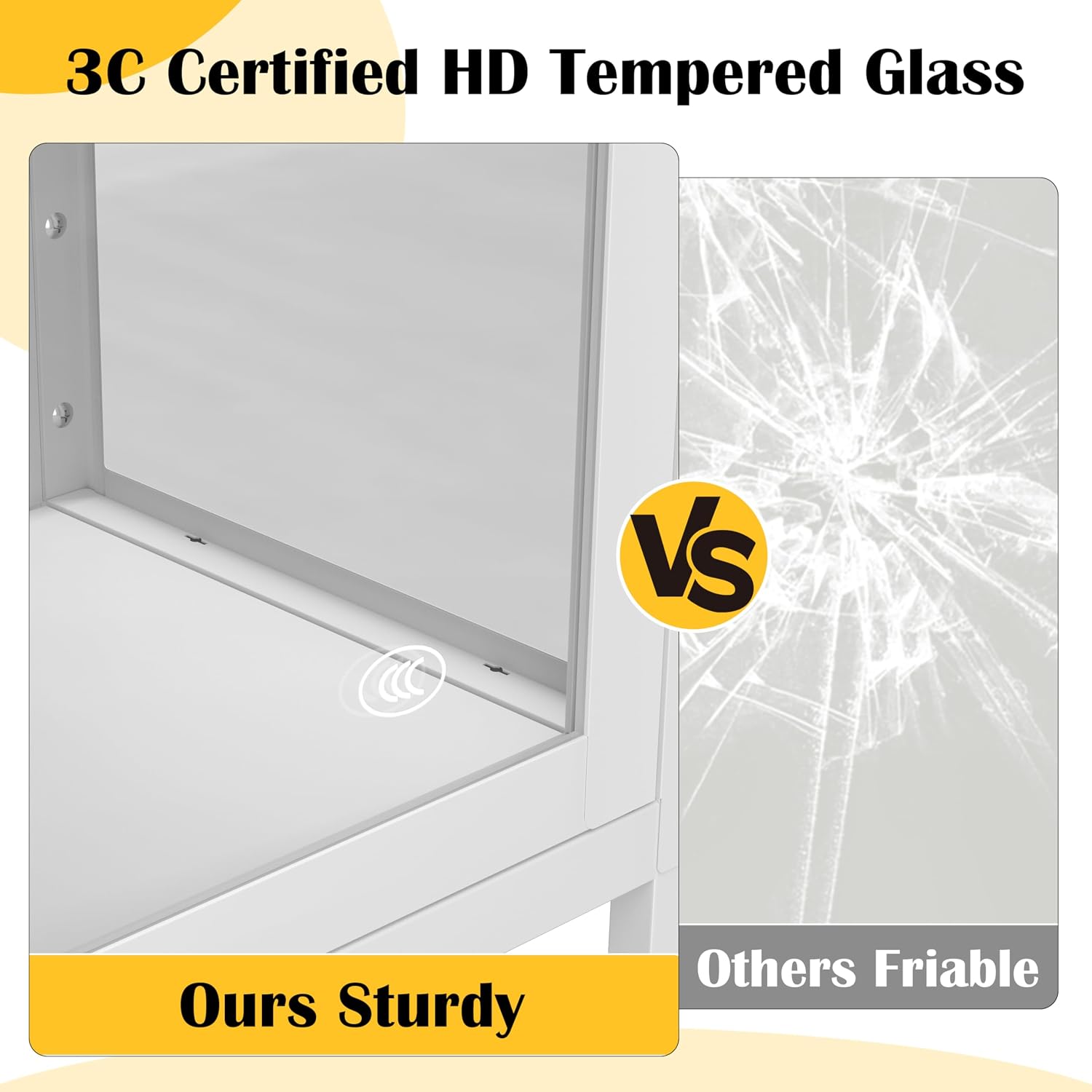 SteeLoong 66" Display Cabinet with Tempered Glass,Metal Curio Cabinet with Glass Doors,4-Tier Display Case for Collectibles,Trophy,Plant,White Storage Cabinets for Living Room - Assemble Required