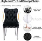 yeag Modern Rectangular Glass Dining Table Set, 47" Clear Tempered Glass Kitchen Table with Silver Metal Legs & 2 Black Velvet High-end Tufted Chairs with 1 Bench for Home, Dining Room, Apartment