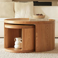 Round Nesting Coffee Table Set of 2, Brown, Wood Top | Modern wood-top tables for living rooms, bedrooms, and apartments