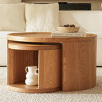 Round Nesting Coffee Table Set of 2, Brown, Wood Top | Modern wood-top tables for living rooms, bedrooms, and apartments