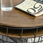 Nesting Tables Set of 2 with Storage, Round Accent Side Tables for Living Room and Bedroom