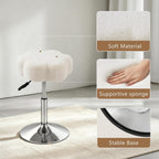 LITZFUR Adjustable Vanity Stool, Swivel Makeup Chair for Vanity, White | Flower Shaped Vanity Chair, Patterned Small Ottoman Footrest for Bathroom, Bathroom, Living Room