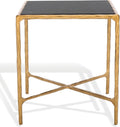 SAFAVIEH Couture Collection Jessa Brass Base & Black Marble Top Square End Table, Fully Assembled
